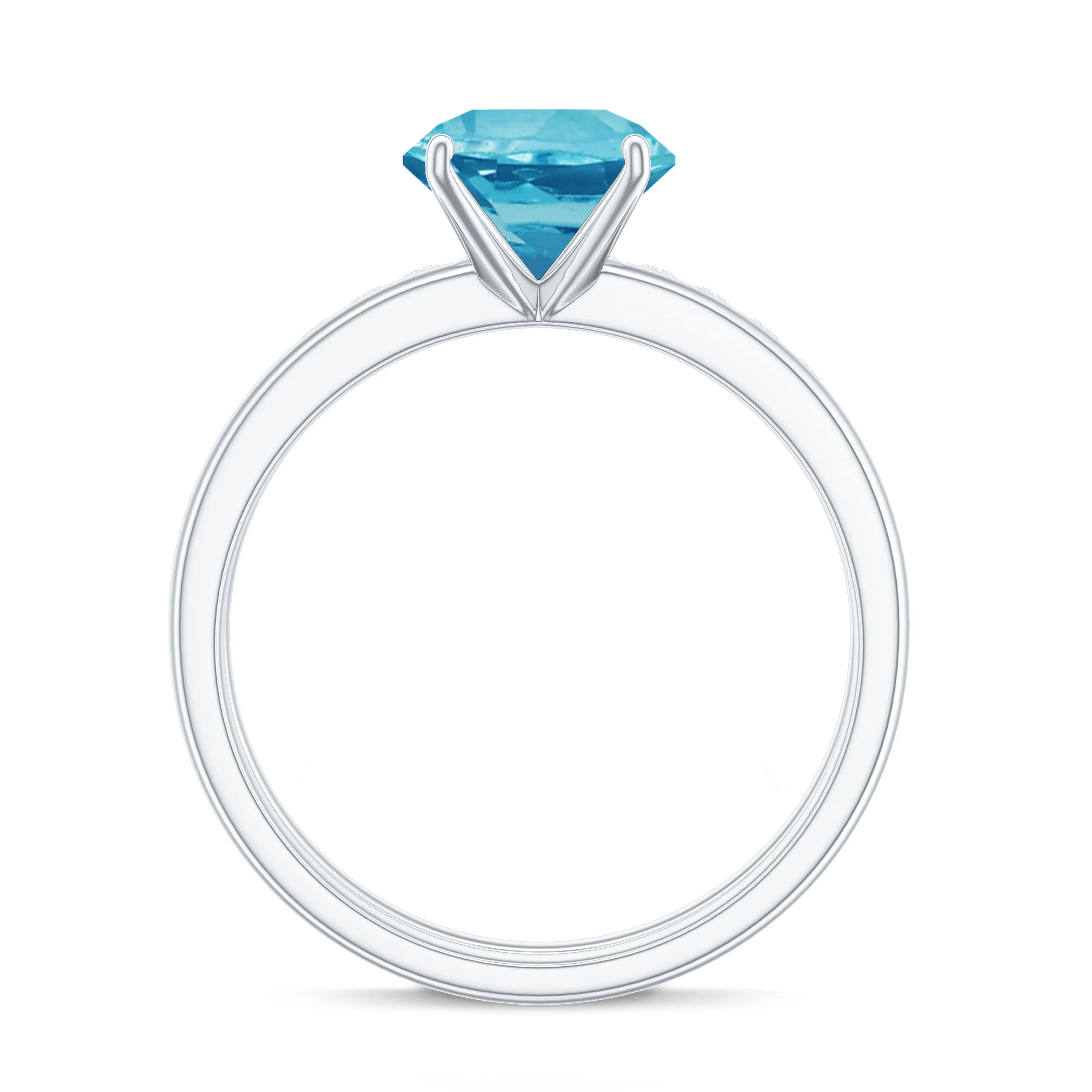 2 CT Swiss Blue Topaz Solitaire Bridal Ring Set with Diamond