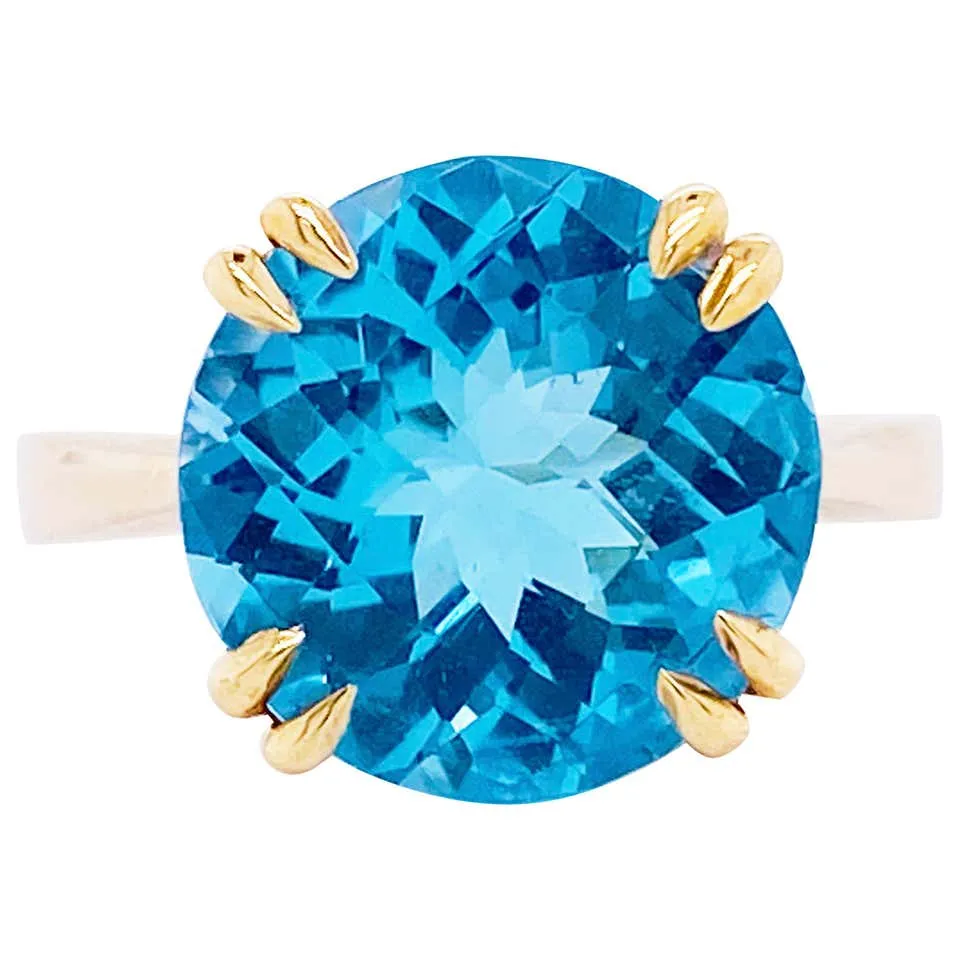 6 Carat Blue Topaz Solitaire Ring