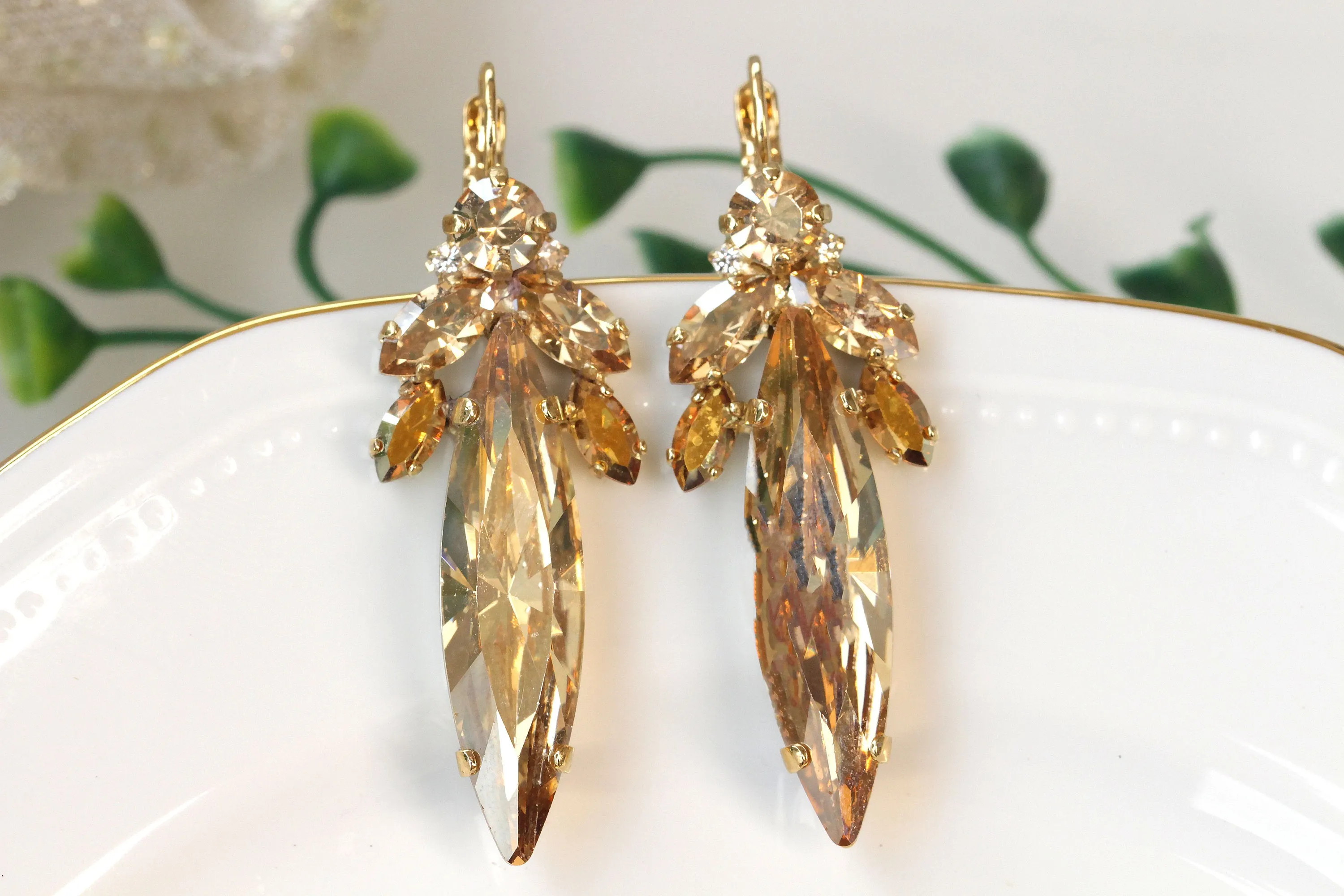 Champagne STATEMENT BRIDAL EARRINGS