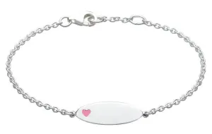 Dew - Sterling Silver ID Bracelet with Pink Heart