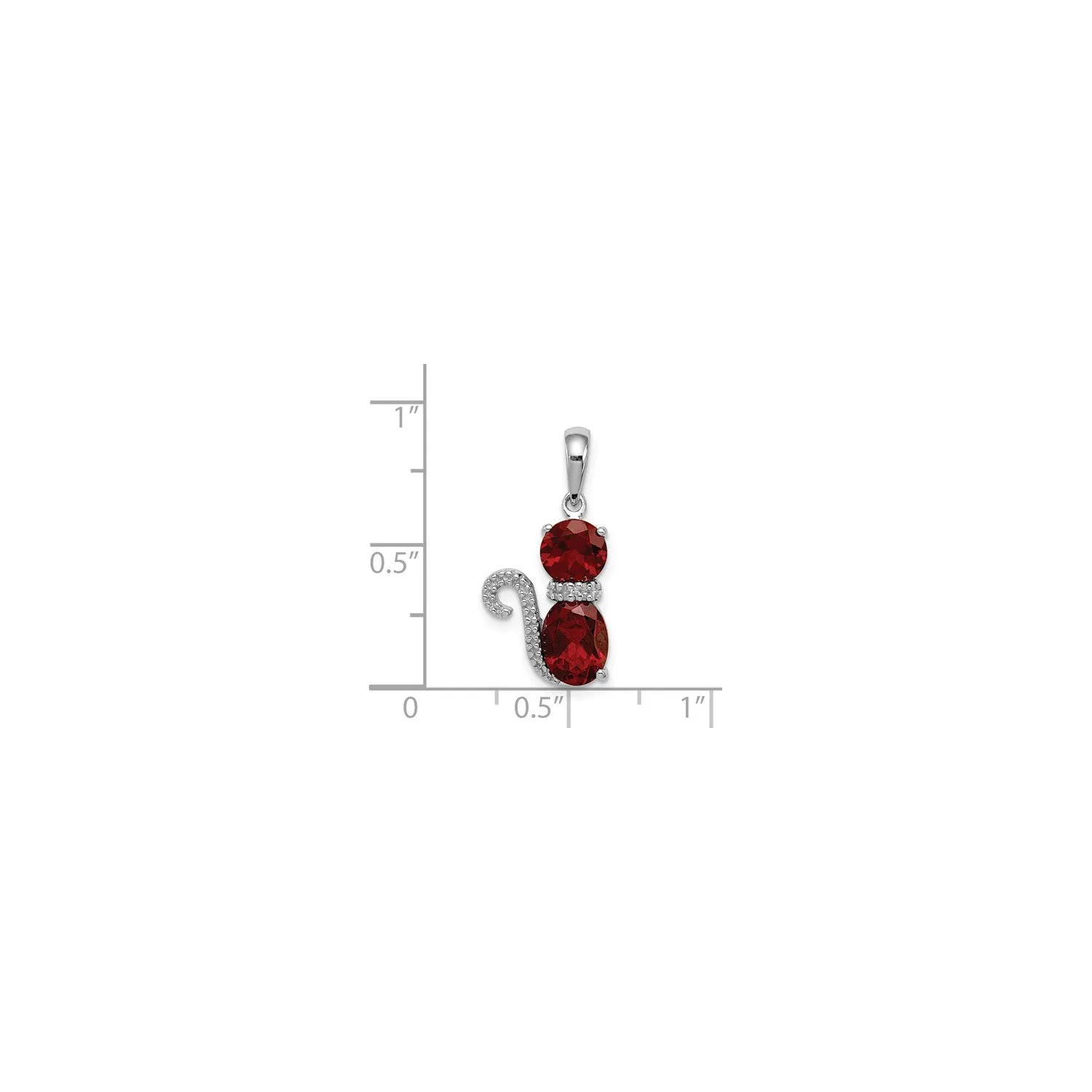 Garnet and Diamond Cat Pendant (Silver)