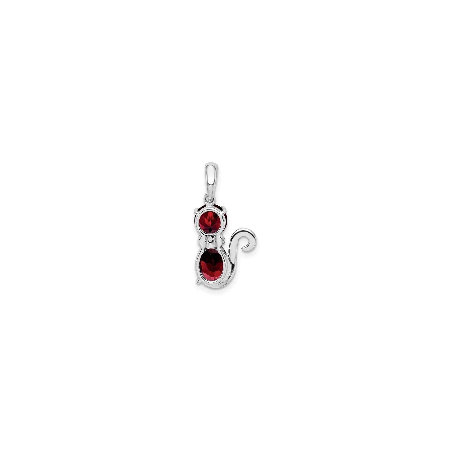 Garnet and Diamond Cat Pendant (Silver)
