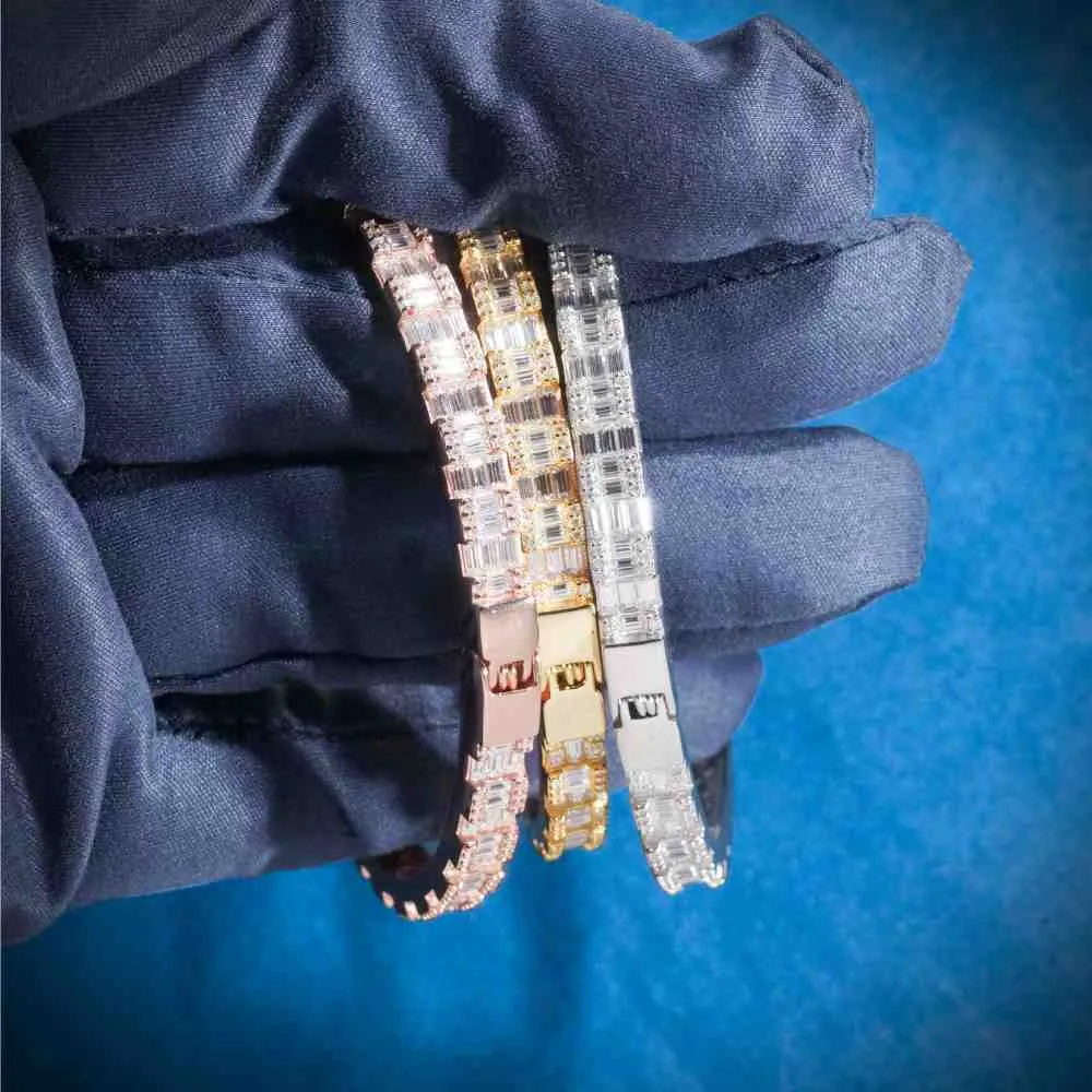 Heart Baguette Moissanite Bangle Bracelet 14K Gold