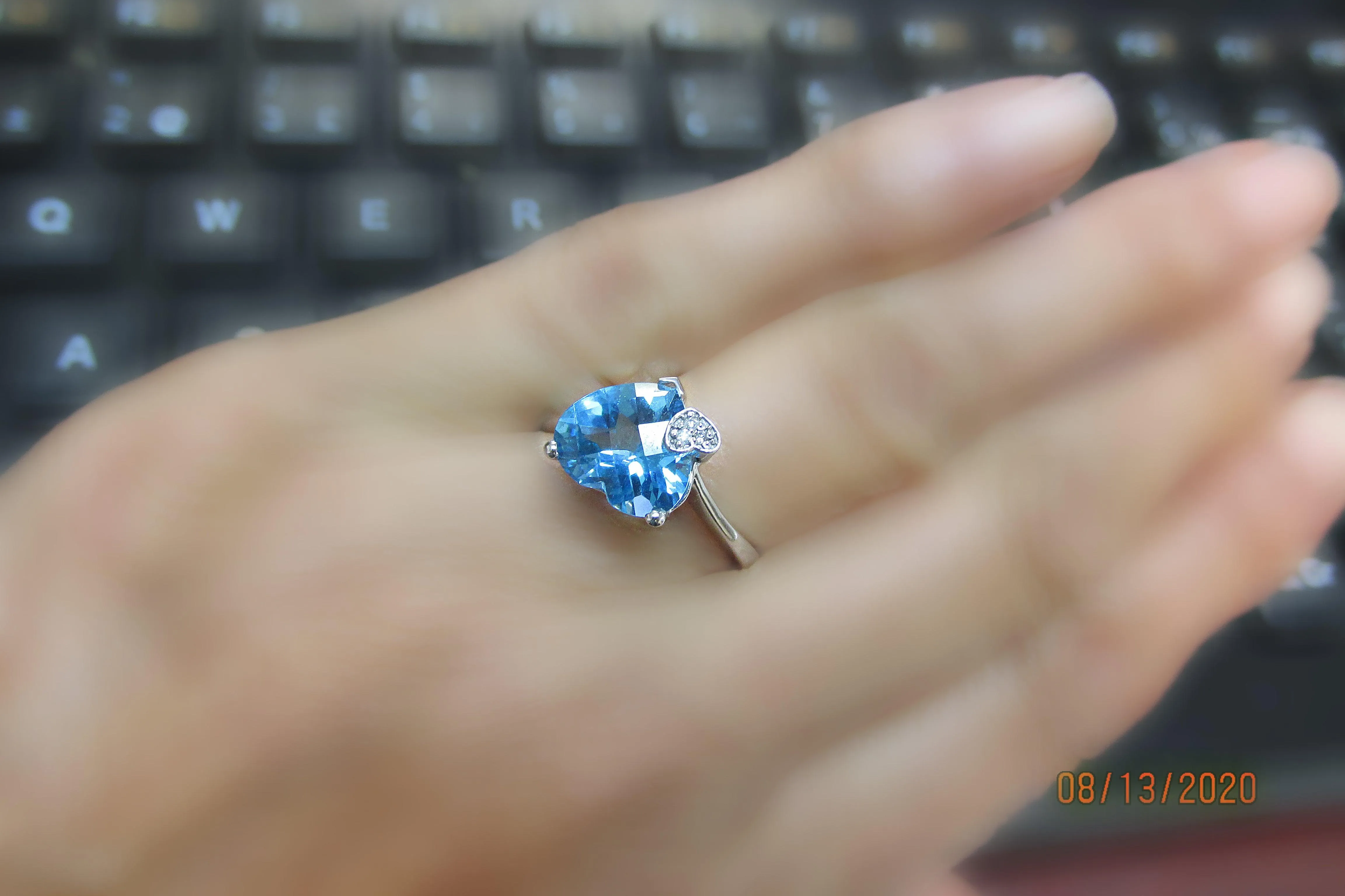 Heart Shaped Blue Topaz Ring