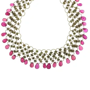 Mallary Marks 18K Yellow Gold Garnet and Rubellite Choker Necklace