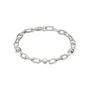 Silver Bead Paperclip Bracelet