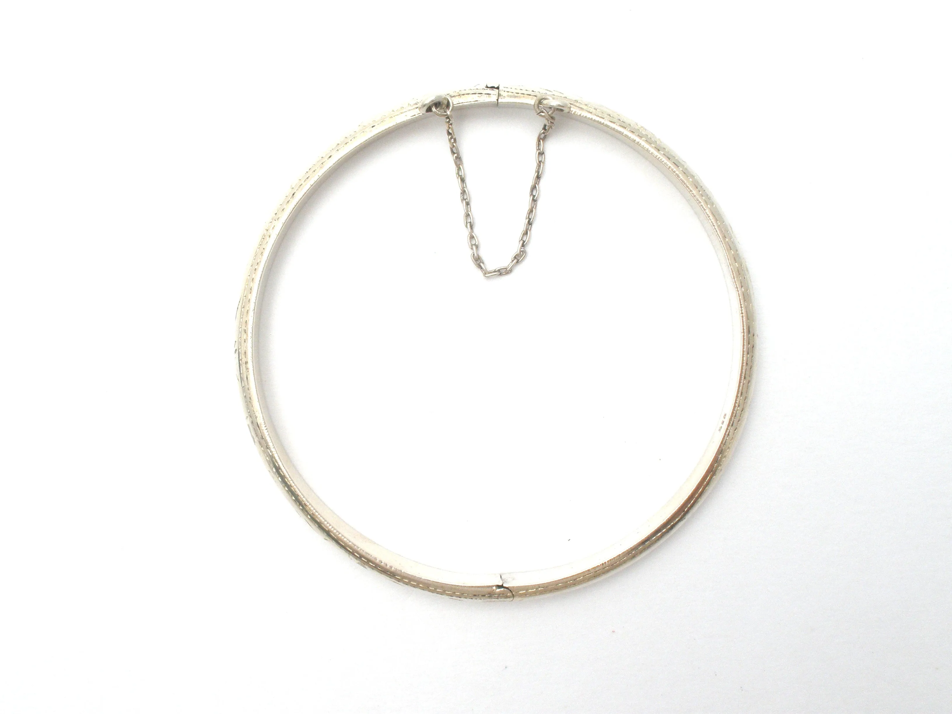 Sterling Silver Engraved Bangle Bracelet Vintage