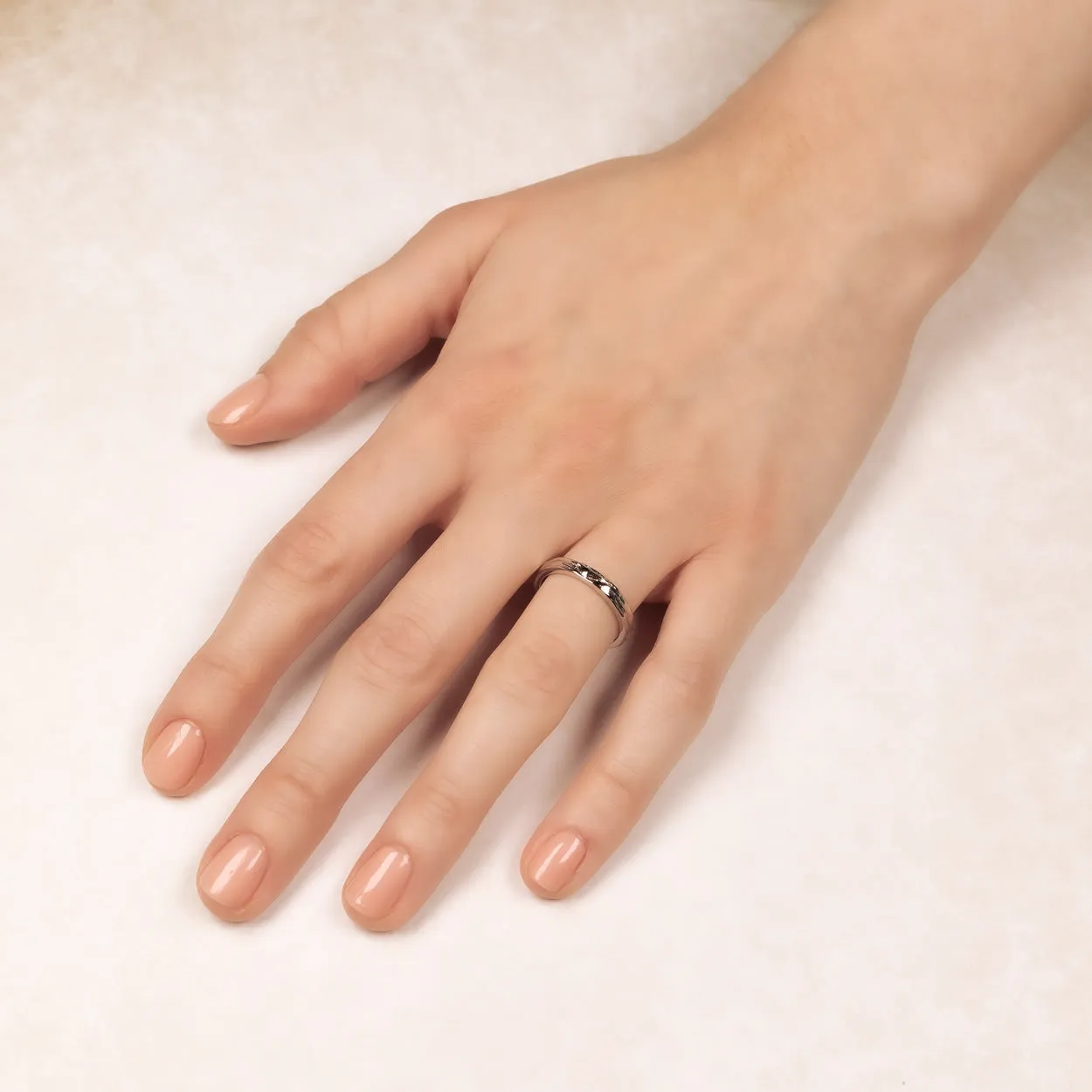 Sterling Silver Textured Waves Elements Ring