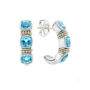 Swiss Blue Topaz Hoop Earrings