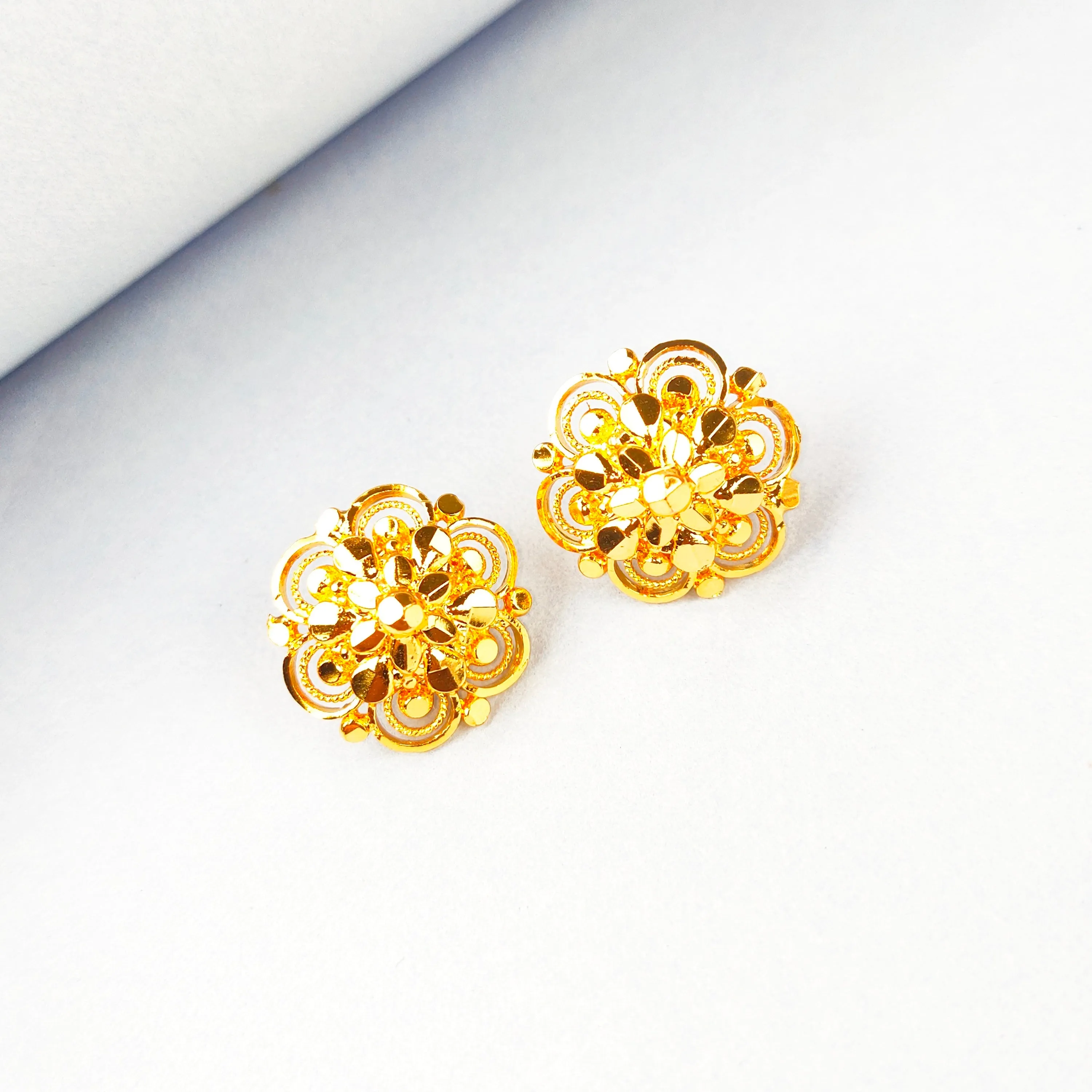 Traditional Indian Ethnic Bridal Plain Gold Plated Studs Earrings By Aap Fashion Jewellery 